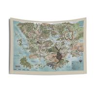 Complete Map of Faerun Indoor Wall Tapestry | Colored Dungeons and Dragons DnD | Sword Coast World Map Decor Decorative Hangi...