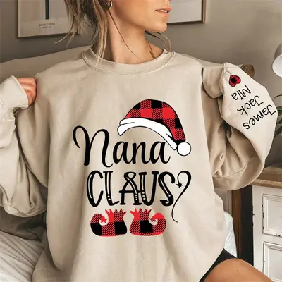 Christmas Santa Hat Shoes Custom Nana Kids Sweatshirt - Aperturee