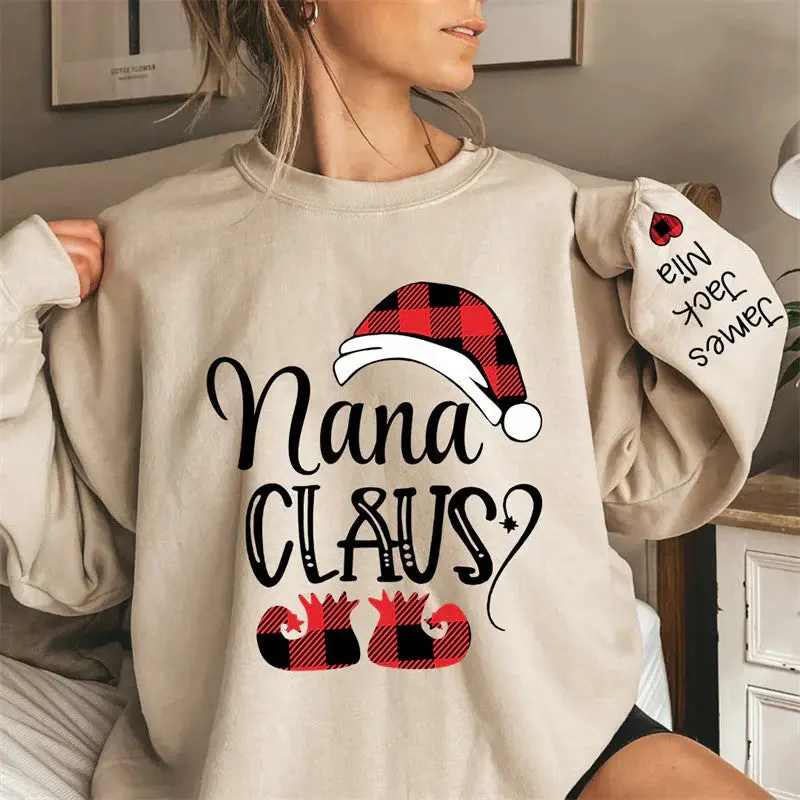 Christmas Santa Hat Shoes Custom Nana Kids Sweatshirt - Aperturee