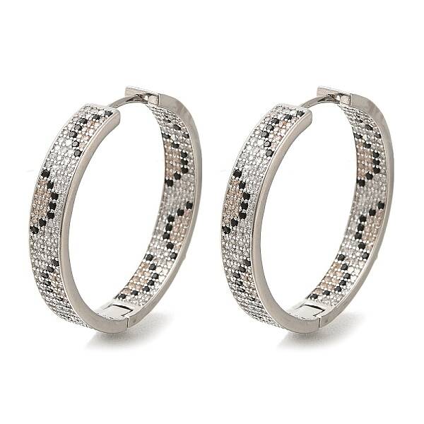 Rack Plating Brass Micro Pave Cubic Zirconia Hoop Earrings