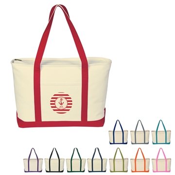 13 Custom Large Starboard 24 oz. Cotton Canvas Tote Bag - Zippered