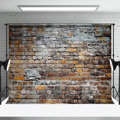 Aperturee Old World Brick Wall With Irregular Wear Backdrop