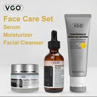 VGO Vitamin C Serum, Moisturizer, Facial Cleanser Set - Cleansing, Hydrating, Suitable for Sensitive Skin, Live Skincare Radi...