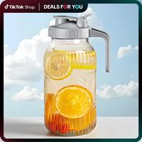Vintage Half Gallon Mason Jar Pitcher Large 64 oz Wide Mouth with Lid - 2 Quart Airtight Glass Jug for Water, Juice, Milk, Te...
