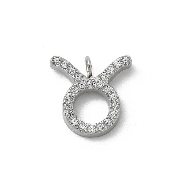 304 Stainless Steel Micro Pave Cubic Zirconia Charms