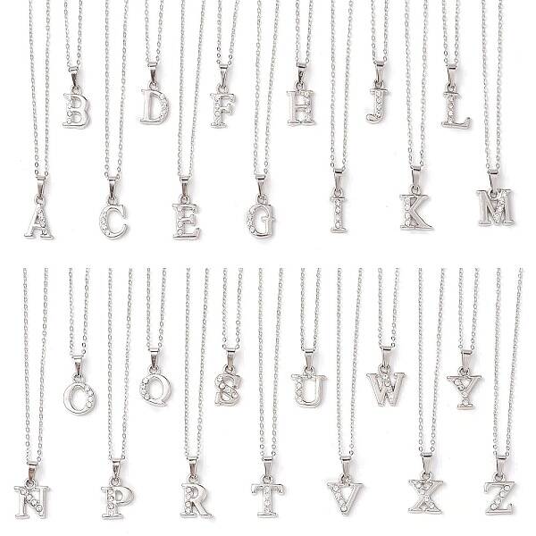 Alloy Rhinestone Letter Pendant Necklaces
