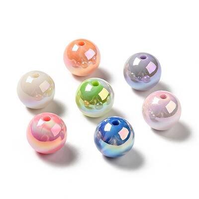 UV Plating Opaque Rainbow Iridescent Acrylic Beads