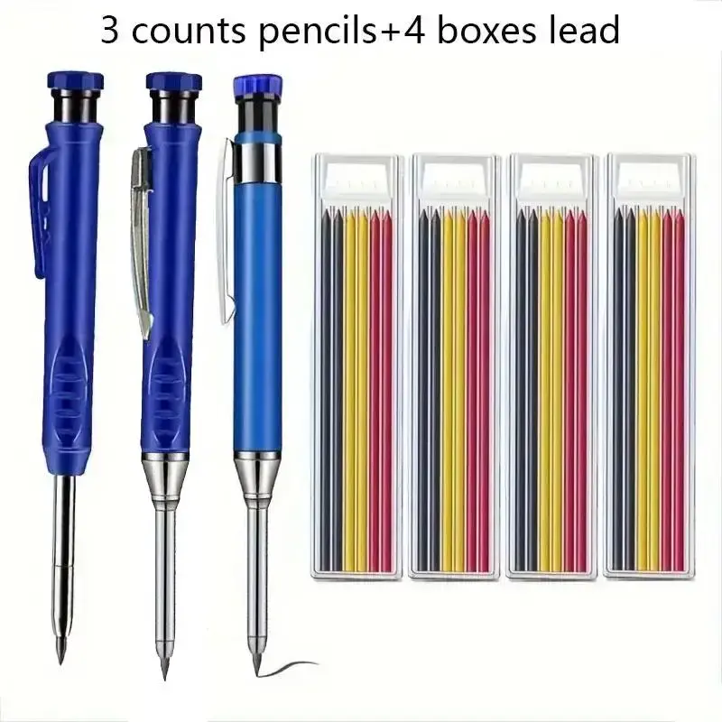 7 pieces/set 2.8mm metal aluminum rod plastic deep hole woodworking pen marking pen solid woodworking mechanical pencil, wood...