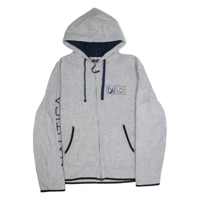 NAUTICA Mens Fleece Jacket Grey Hooded L