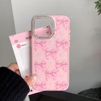 Rhinestone Decor Bow Pattern Phone Case, Cute Phone Protective Cover, Phone Accessory Compatible with iPhone 11 12 13 14 15 P...