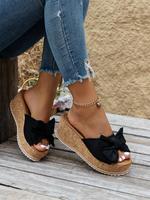 Women's Fashionable Bowknot Design High Wedge Sandals, Casual Trendy Slip on Wedge Sandals, Fashionable Shoes for Daily Wear,...