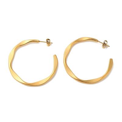 Ion Plating(IP) 304 Stainless Steel C-Shaped Stud Earrings for Women