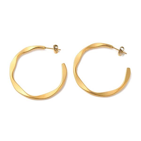 Ion Plating(IP) 304 Stainless Steel C-Shaped Stud Earrings for Women