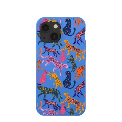 Electric Blue Jungle Cat iPhone 13 Mini Case