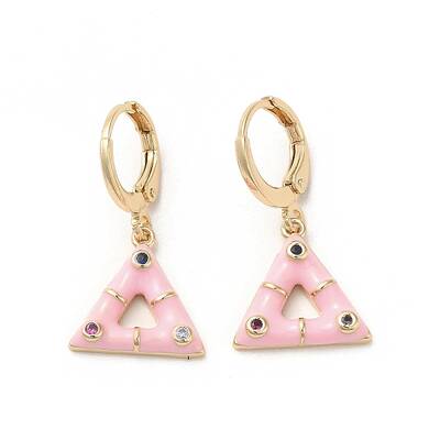Triangle Real 18K Gold Plated Brass Dangle Leverback Earrings