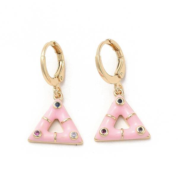 Triangle Real 18K Gold Plated Brass Dangle Leverback Earrings