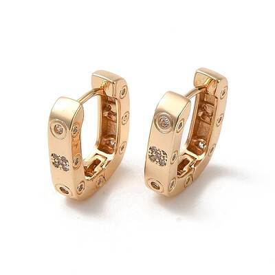 Brass Micro Pave Cubic Zirconia Hoop Earrings for Women