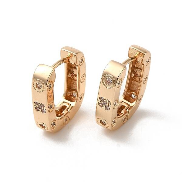Brass Micro Pave Cubic Zirconia Hoop Earrings for Women