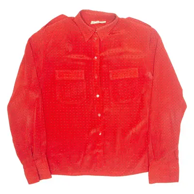 LIZ CLAIRBORNE Womens Shirt Blouse Red Long Sleeve Spotted M
