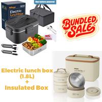 Electric Lunch Box Food Warmer Adult ,12V/24V/110v Portable Self-Heating Lunch Box for Work/Car/Truck with Fork, Spoon and In...