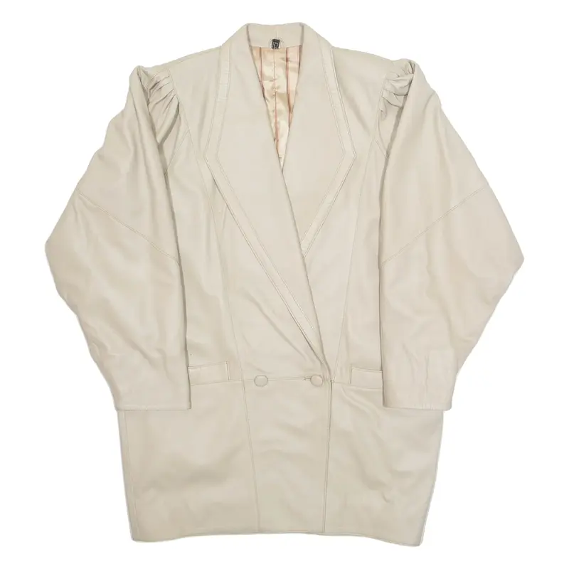 Womens Jacket Cream Faux Leather L