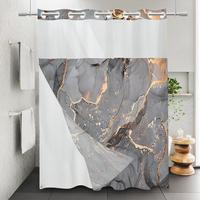 Marble Pattern Shower Curtain, Waterproof Hook Free Design Shower Curtain, Bathroom Curtain, Bathroom Supplies for Home Decor...