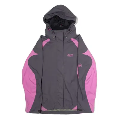 JACK WOLFSKIN Womens Rain Jacket Grey Hooded Colourblock XL