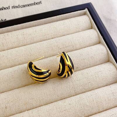 Brass Enamel Stud Earrings