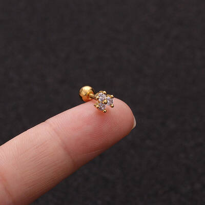 Brass Micro Pave Clear Cubic Zirconia Cartilage Earrings for Women