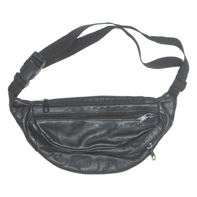 Mens Bum Bag Black Leather Faux Leather