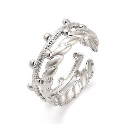 Non-Tarnish 304 Stainless Steel Twist Open Cuff Ring for Women