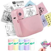 Portable Mini Printer, 1 Count USB Rechargeable Bluetooth-compatible Thermal Printer with 5 Rolls Paper, Compatible with iOS ...