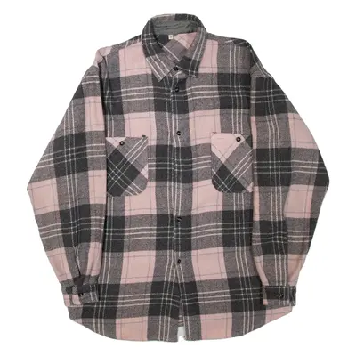 Womens Flannel Shirt Grey Check Long Sleeve L