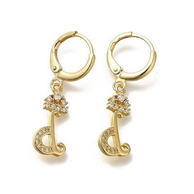 Brass Clear Cubic Zirconia Hoop Earrings