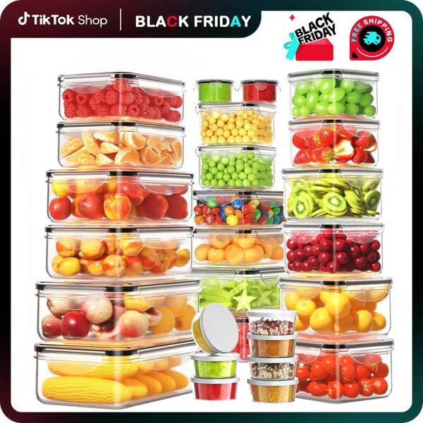[LIMITED TIME DEAL] 40 Pcs Large Plastic Airtight Food Storage Container Set (20 Containers20 Lids) Leakproof, BPA-Free,
