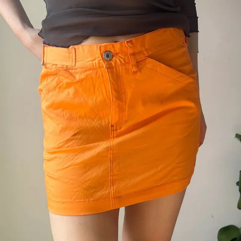 St. Diego Mini Skirt - 29W UK 10 Orange Cotton