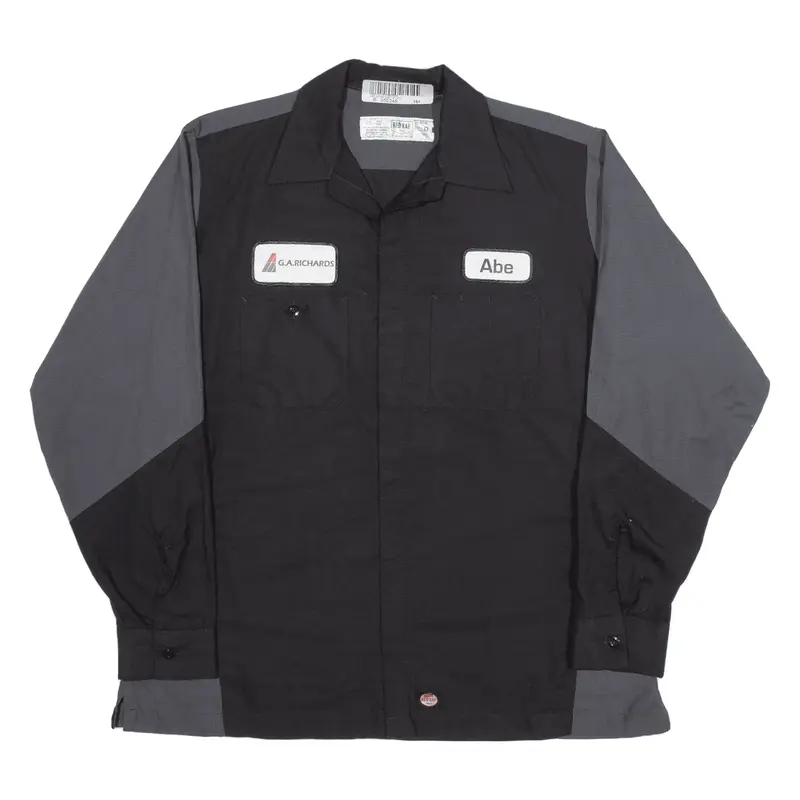 RED KAP Worker Shirt Black Long Sleeve Mens L