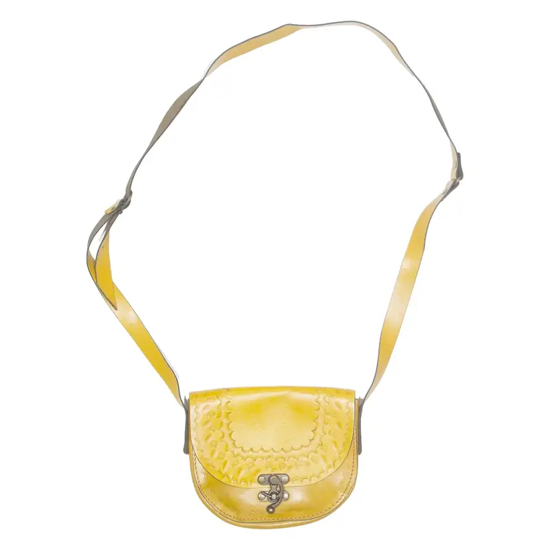 Womens Crossbody Bag Yellow Leather 90s