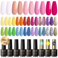ROSALIND 23 Pcs Gel Nail Polish Kit Bright Summer Series UV Color Gel Nail Polish With Base Top Coat Nail Gel Polish Glitter ...