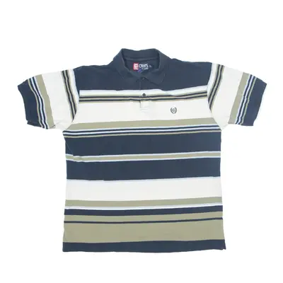 CHAPS RALPH LAUREN Polo Shirt Blue Striped Short Sleeve Mens XL
