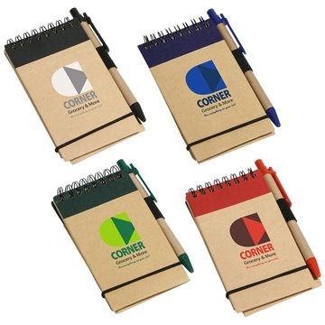 150 Customized Think Green Recycled Notepad & Pen - Spiral Bound