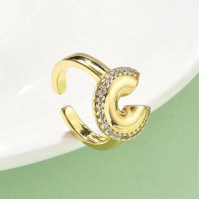 Brass Micro Pave Cubic Zirconia Open Cuff Rings