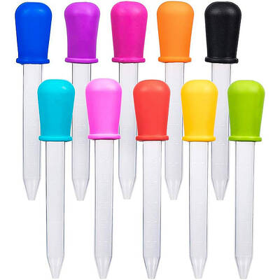 BENECREEAT 20PCS 5ml Silicone and Plastic Pipettes Rainbow Color Graduated Liquid Dropper Pipette for Candy Molds