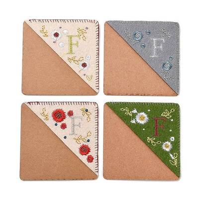 4Pcs Letter Personalized Hand Embroidered Corner Bookmarks