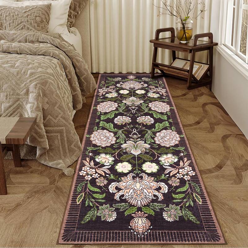 Garvee Indoor Washable Low Pile Runner Rug Modern Printed Soft Non-Slip Carpet Foldable Portable 2x6ft Purple Living Room Bed...