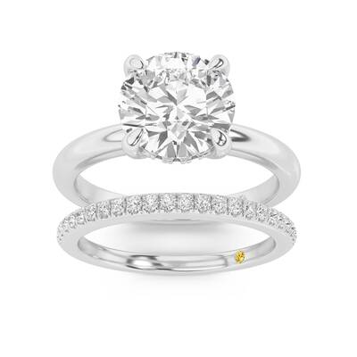 Fez Lab Grown Round Diamond Engagement Ring with the BonBon Wedding Band | 14K White Gold 2 5/8 ct. tw.