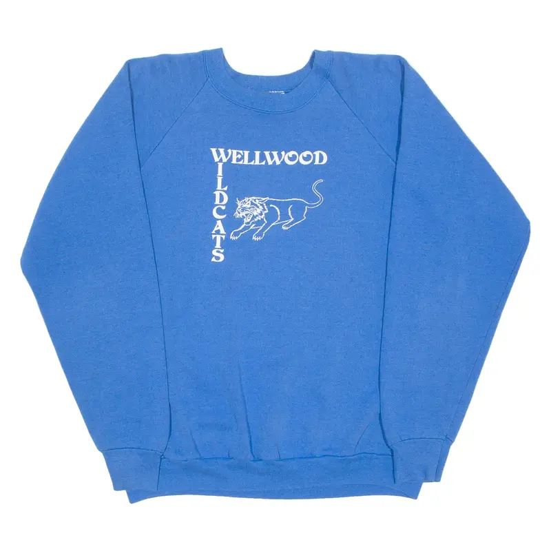 FRUIT OF THE LOOM Wellwood Wildcats Mens Sweatshirt Blue Crew Neck USA 2XL