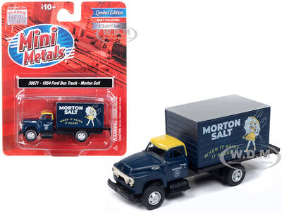 1954 Ford Box Truck Dark Blue with Yellow Top \