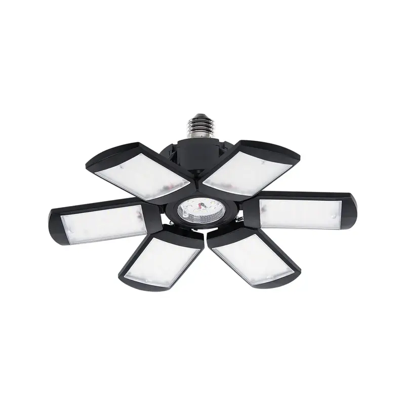 E26/E27 Socket Base LED Garage Light, Super Bright LED Shop Ceiling Light, Deformable Panels Light for Basement Barn Workshop...