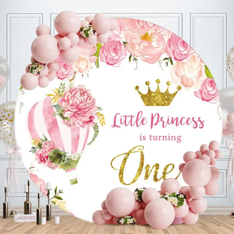 Aperturee Circle Little Princess Is Turning One Birthday Backdrop
